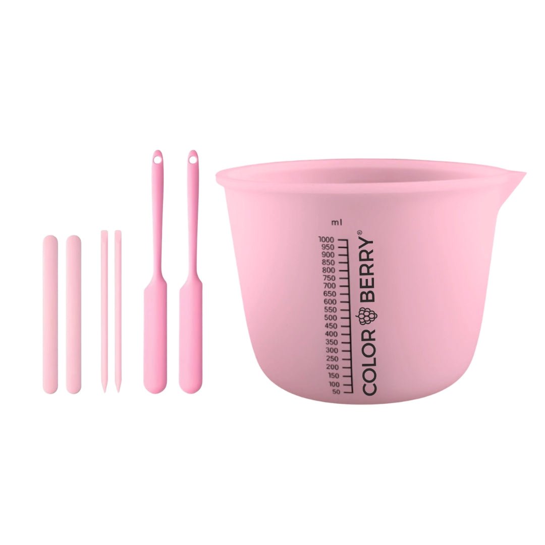 COLORBERRY Tool - Set für JESIN – Silikonbecher 1L & Rührwerkzeuge für Gießmassen - COLORBERRY & JESIN