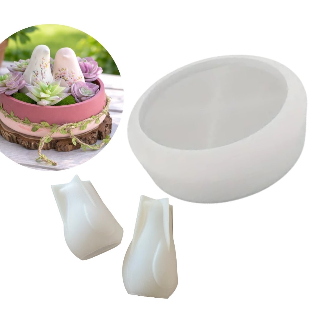 Silikonform-Set "SWEET BIRDS" – Schale + 2 Deko-Vogel-Formen - COLORBERRY & JESIN