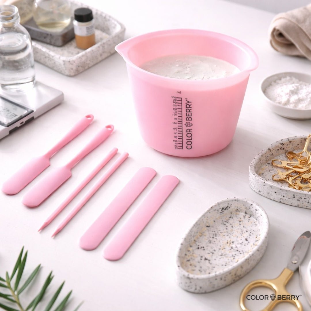 COLORBERRY Tool - Set für JESIN – Silikonbecher 1L & Rührwerkzeuge für Gießmassen - COLORBERRY & JESIN
