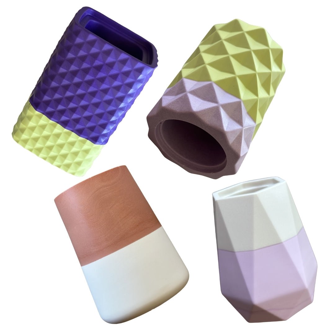 Silikonform-Set "BLOOM STUDIO" – 4 Vasen + 4 Blumentrenner - COLORBERRY & JESIN