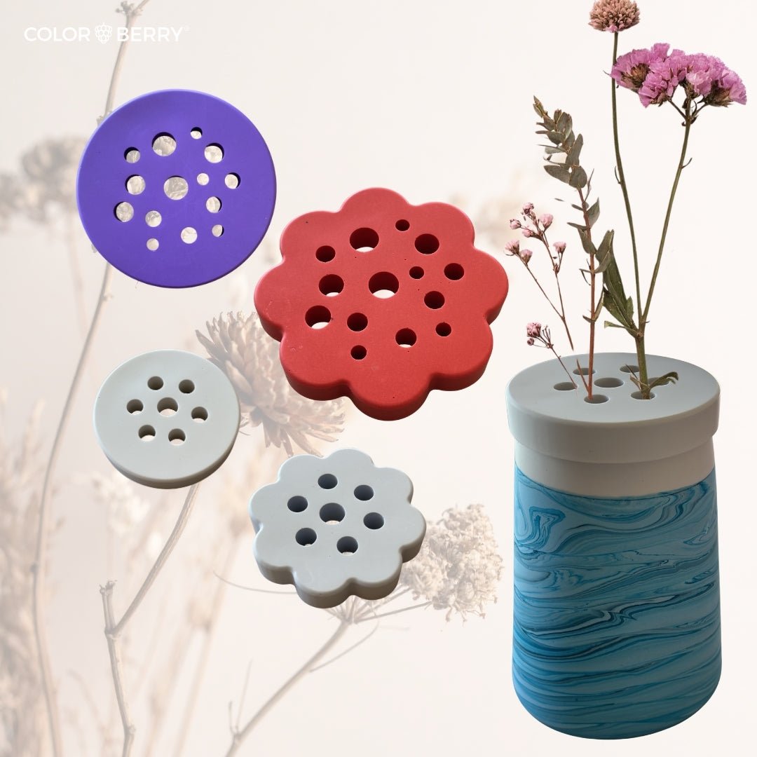 Silikonform-Set "BLOOM STUDIO" – 4 Vasen + 4 Blumentrenner - COLORBERRY & JESIN