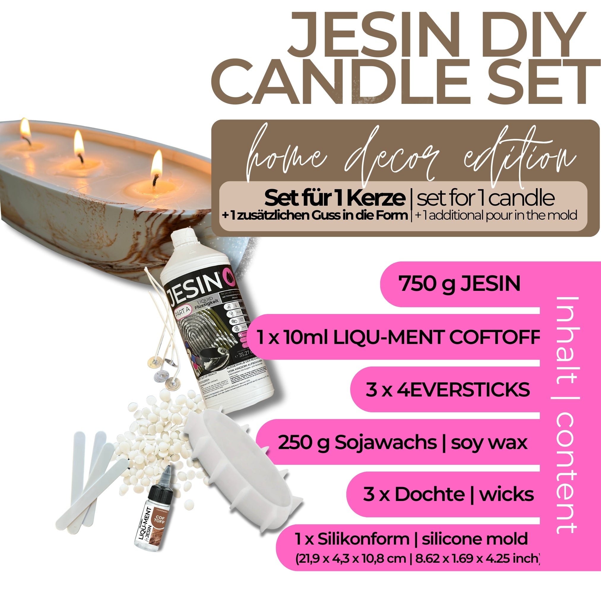 DIY JESIN CANDLE SET - Starter Set für Kerzengießen "home decor edition"