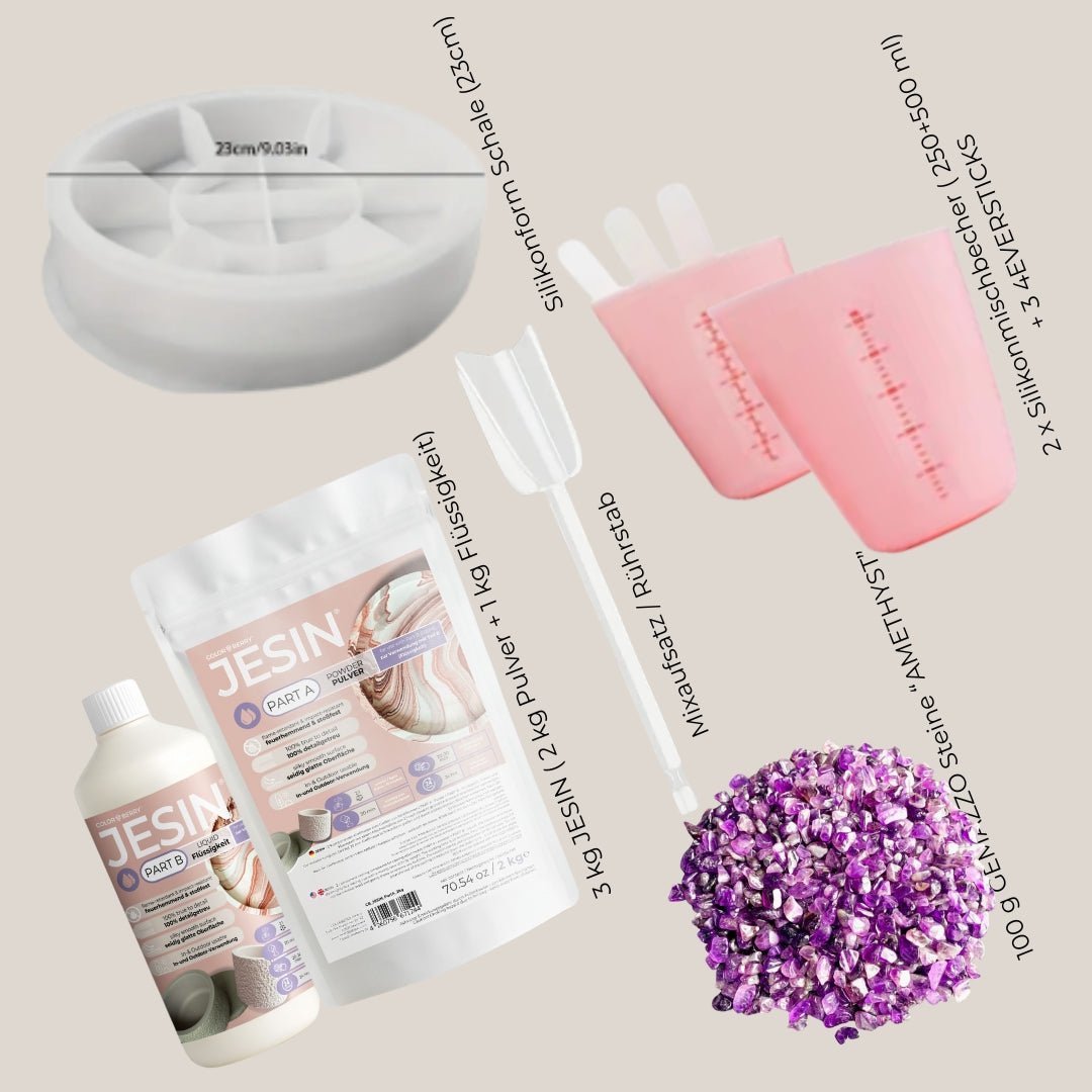 DIY Set JESIN - AMETHYST GEMAZZO Schale ( 10 - teilig) - COLORBERRY & JESIN