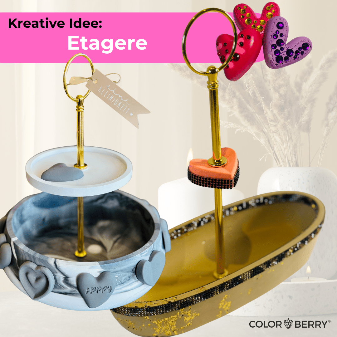 DIY Set JESIN StarterSet Herzen – Silikonform + 750 g Gießmasse JESIN + 2 Farben | Kreativset zum Herzen Gießen - COLORBERRY & JESIN