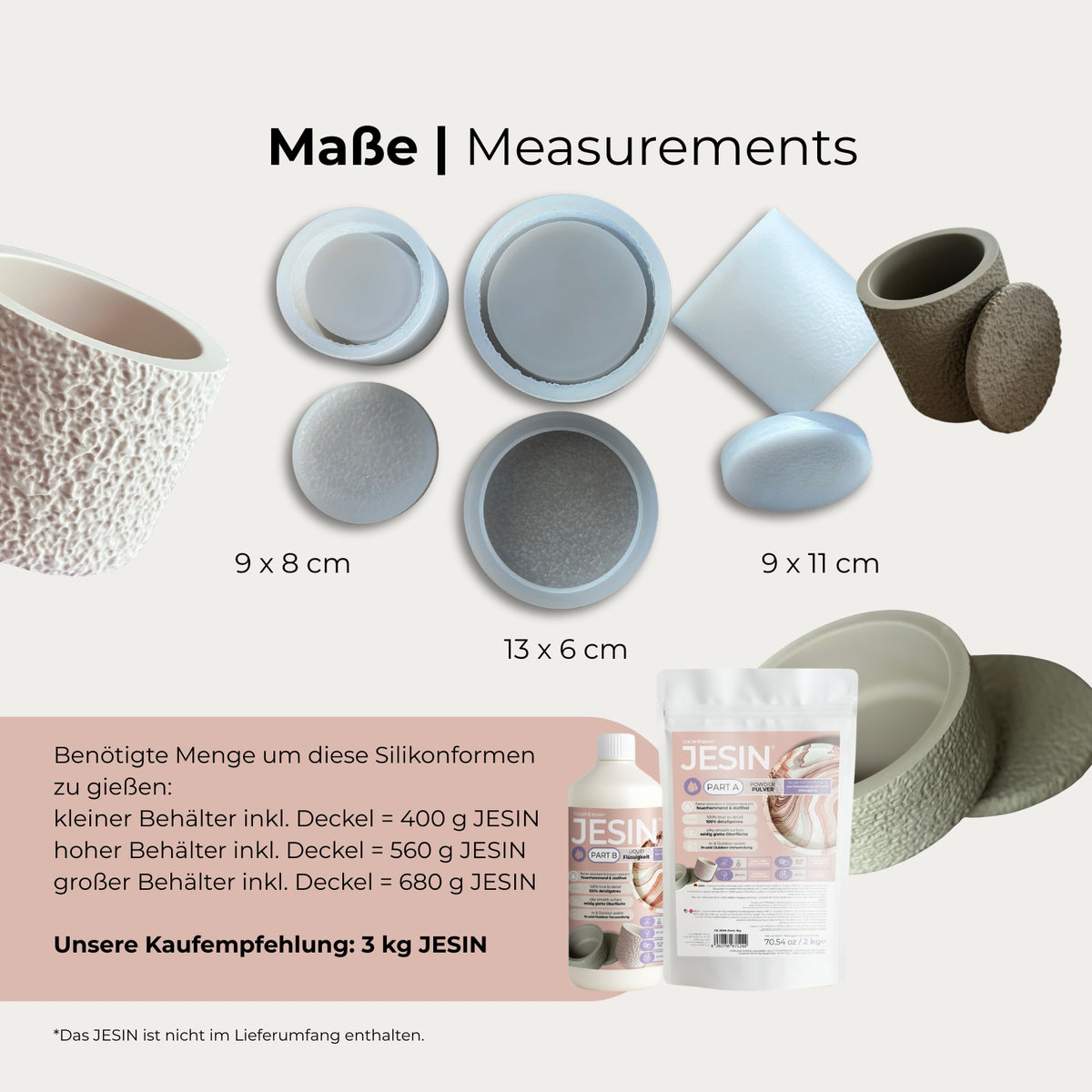 B - Ware ! GEMAZZO Silikonformen - Set „LAVA“ – 6 - teilig mit Deckel - COLORBERRY & JESIN