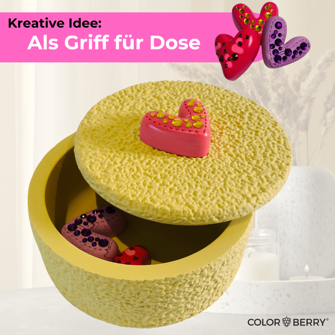 DIY Set JESIN StarterSet Herzen – Silikonform + 750 g Gießmasse JESIN + 2 Farben | Kreativset zum Herzen Gießen - COLORBERRY & JESIN