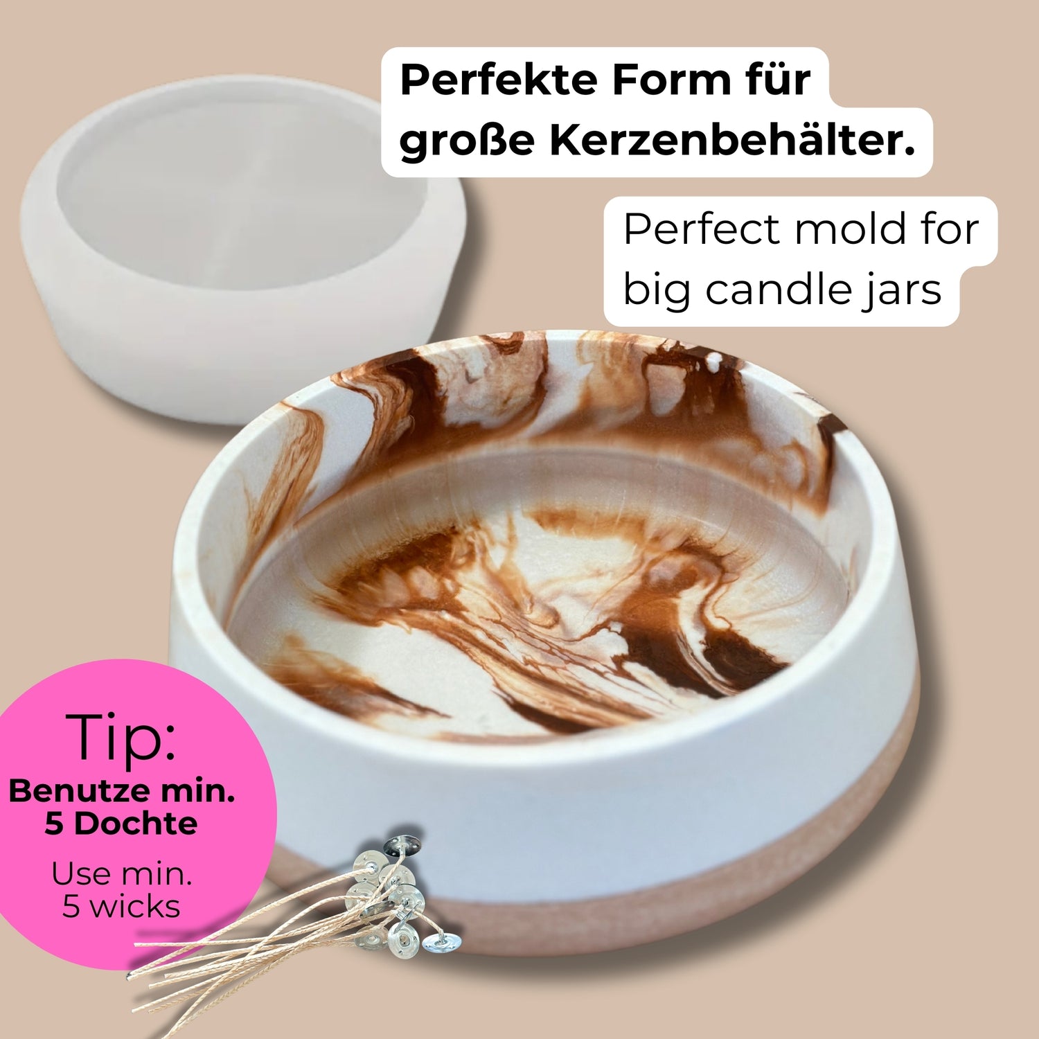 JESIN DIY CANDLE BOWL - Silikonform Schale für große Kerzen