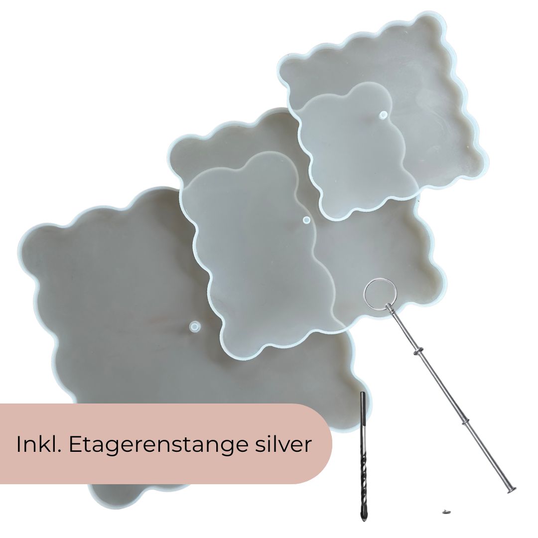 Silikonform 3er Set Etagere mit Stangen