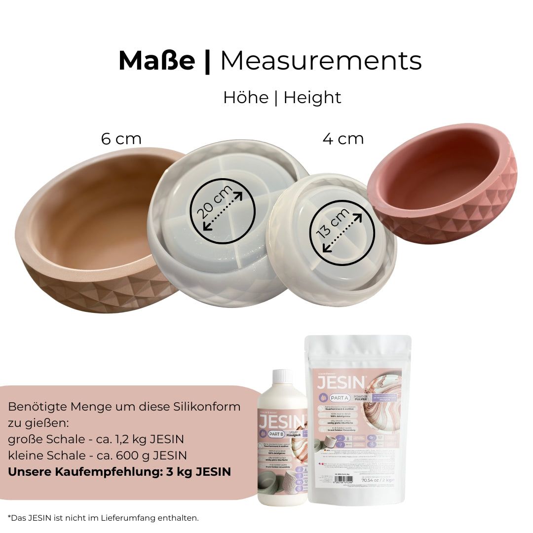 GEMAZZO Silikonformen-Set – Geometrische Schalen (Ø 20 cm &amp; Ø 13 cm)