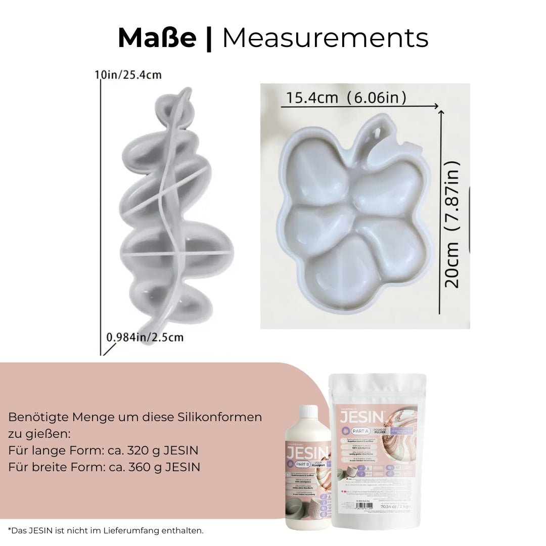 2er Set Silikonformen Blätteroptik – Gießform für JESIN, Resin &amp; Beton | Blatt + Blütenform - COLORBERRY &amp; JESIN