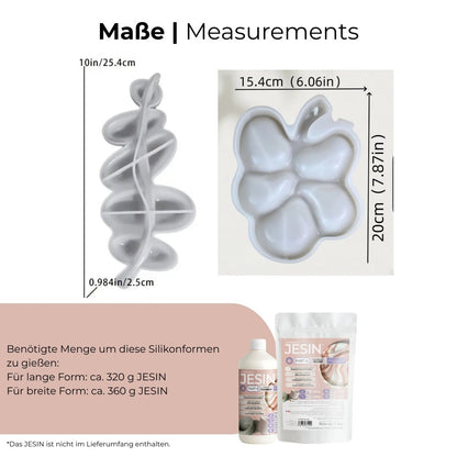 2er Set Silikonformen Blätteroptik – Gießform für JESIN, Resin &amp; Beton | Blatt + Blütenform - COLORBERRY &amp; JESIN