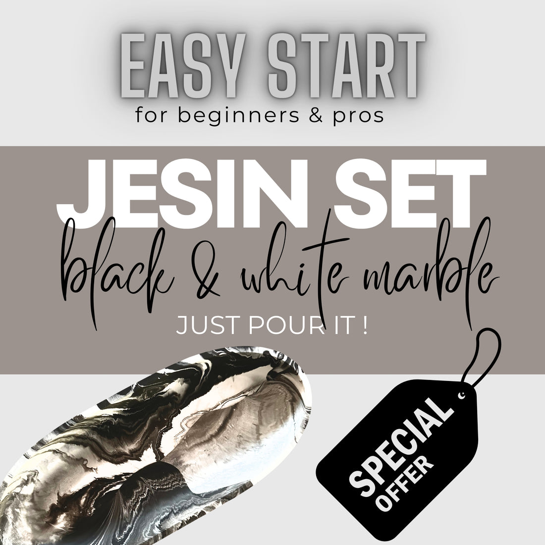 JESIN STARTER SET - black &amp; white marble