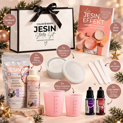 JESIN Starter Set Weihnachts Edition – Gießset mit Buch, Farben &amp; Silikonform
