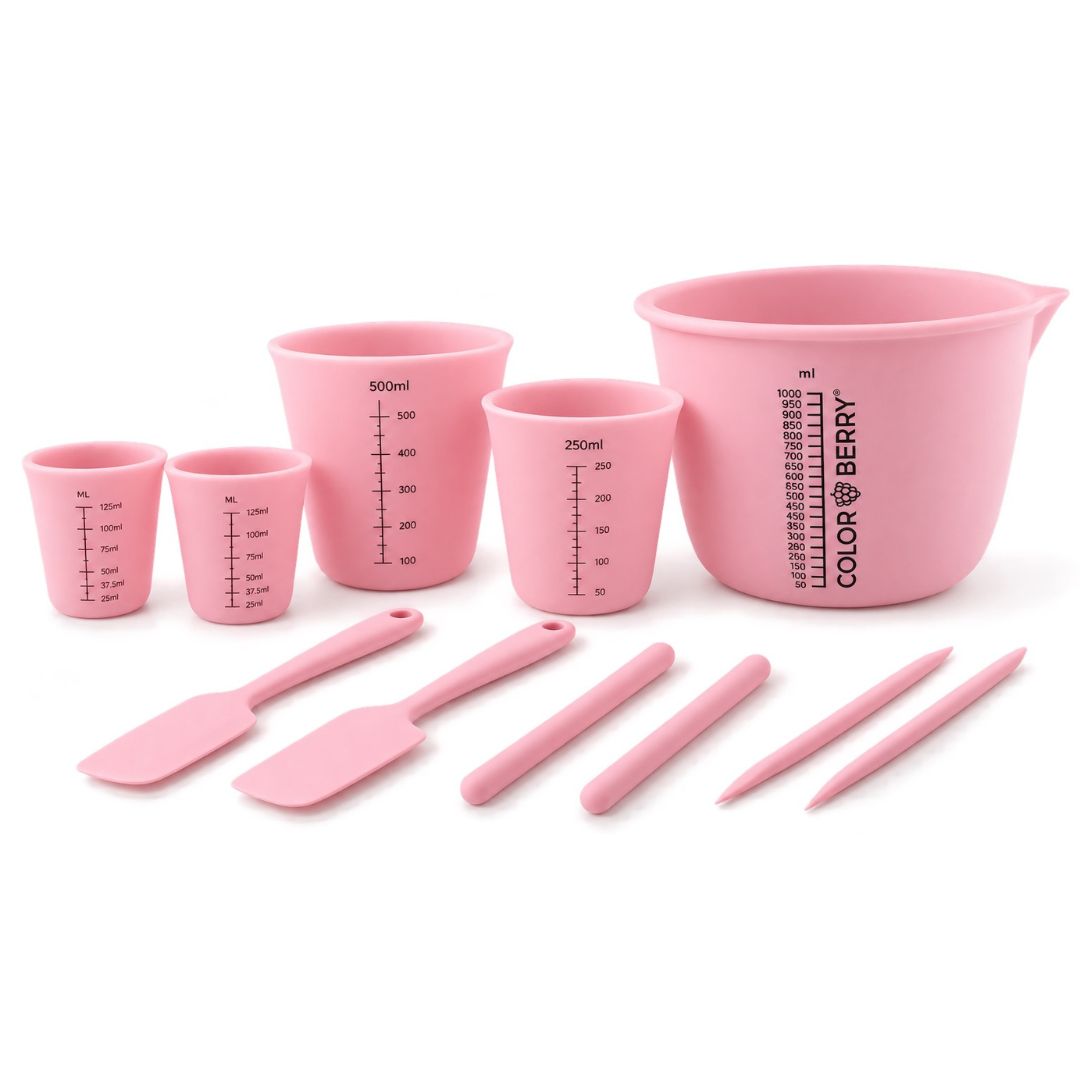 Silikon Tool Set groß – 5 Mischbecher &amp; 6 Werkzeuge für JESIN, Resin &amp; Gießpulver