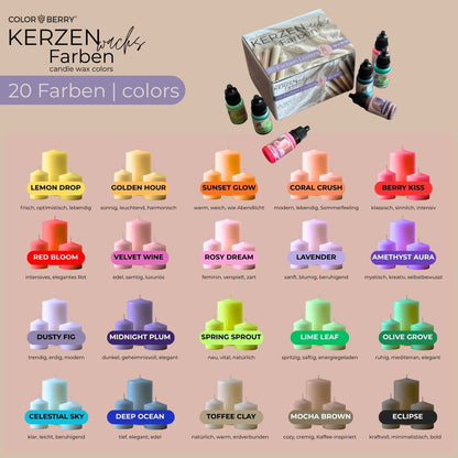 Kerzenwachs Farben 20er-Set (20 × 10 ml)