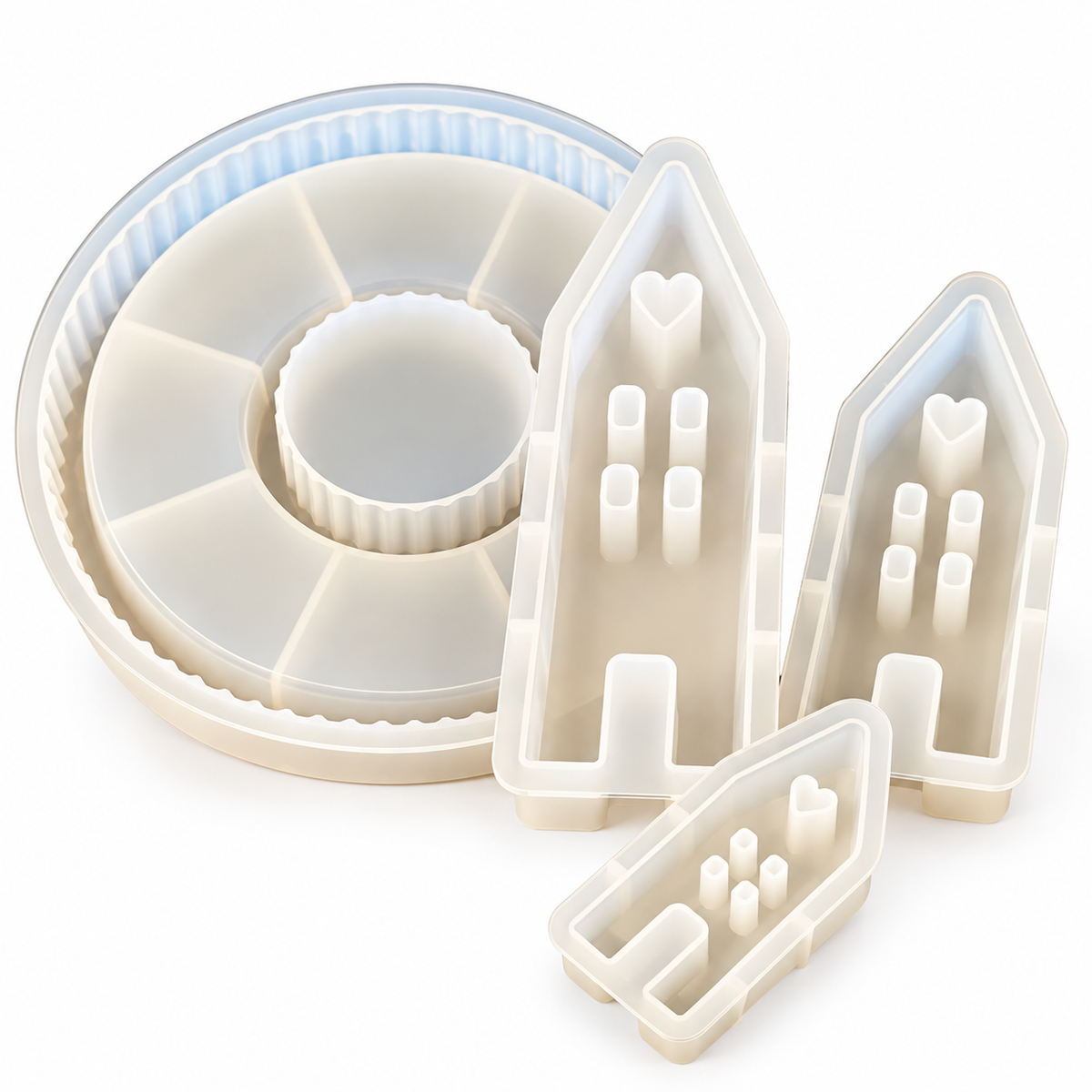 Silikonform Häuser &amp; Kerzenteller Set – Weihnachtsdeko selber gießen