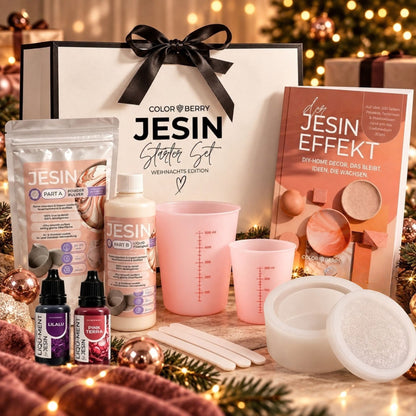 JESIN Starter Set Weihnachts Edition – Gießset mit Buch, Farben &amp; Silikonform